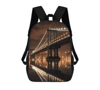 NONHAI New York Manhattan Bridge Night Travel Backpack for Women Men Carry On Backpack Waterproof 15.6inch Laptop Backpack