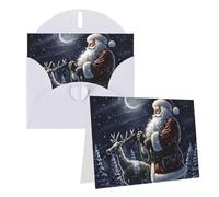 NONHAI Night Santa Greeting Card with Envelopes Happy Birthday Card for Women Men Christmas Halloween Wedding Thank You Blank Note Cards All Occasion Greeting Cards