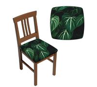 NONHAI One Size Chair Covers Seat Set Green Long Leaves Elastic Dining Chair Cover Washable Chair Seat Protector Soft Removable Stretch Slipcover for Dining Chairs Covers