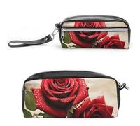 NONHAI Pencil Case Red Rose Flowers Makeup Bag Large Capacity Pencil Box Cosmetic Bag for Men Women Pen Bag for Office Supply, Style, 20*10*5.5cm