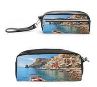 NONHAI Pencil Case Seaside Town Makeup Bag Large Capacity Pencil Box Cosmetic Bag for Men Women Pen Bag for Office Supply, Style, 20*10*5.5cm