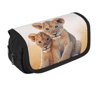 NONHAI Pencil Pouch Small Lion Pencil Case Portable Pencil Bag Desk Organizer Marker Pen Case Double Zipper Storage Bag, Style, One size