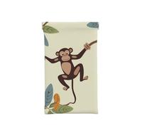 NONHAI Squeeze Top Eyeglass Case Pu Leather Sunglasses Case Mustache pattern Portable Soft Glasses Case Pouch, Monkey Hanging on Tree Branch, One Size