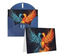 NONHAI Thinking of You Greeting Cards with Envelopes, Fire and Water Phoenix Blank Card for All Occasions Birthday Baby Shower Congratulations Wedding