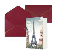 NONHAI Thinking of You Greeting Cards with Envelopes Paris Monuments Blank Card for All Occasions Birthday Baby Shower Congratulations Wedding Thank You