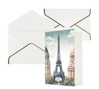 NONHAI Thinking of You Greeting Cards with Envelopes Paris Monuments Blank Card for All Occasions Birthday Baby Shower Congratulations Wedding Thank You