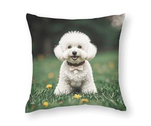 NONHAI Throw Pillow Covers Bichon Frise Dog on The Grass Pillow Covers Soft Cushion Cases Square Pillow Case Modern Double-Sided Designs Pillowcase for Home Couch Car 18"x18"