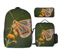 NONHAI Travel Backpack Set Beautiful Moth Wings Laptop Backpack Lunch Bag Pencil Case Bookbag for Women, Style, One size