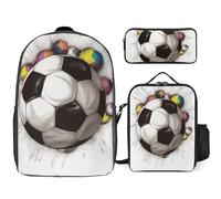 NONHAI Travel Backpack Set Soccer Drawing Laptop Backpack Lunch Bag Pencil Case Bookbag for Women, Style, One size