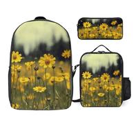 NONHAI Travel Backpack Set Summer Yellow Flowers Laptop Backpack Lunch Bag Pencil Case Bookbag for Women, Style, One size