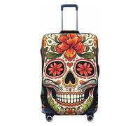 NONHAI Travel Luggage Cover Colorful Sugar Skull Suitcase Protector Elastic Washable Stretch Suitcase Protector Anti-Scratch Travel Suitcase Cover Fit 18-32 Inch Luggage, Black, L