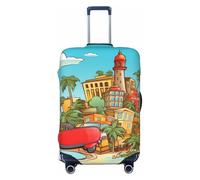 NONHAI Travel Luggage Cover island of cuba Suitcase Protector Elastic Washable Stretch Suitcase Protector Anti-Scratch Travel Suitcase Cover Fit 18-32 Inch Luggage, Black, S