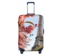 NONHAI Travel Luggage Cover Paris Eiffel Tower Flower Suitcase Protector Elastic Washable Stretch Suitcase Protector Anti-Scratch Travel Suitcase Cover Fit 18-32 Inch Luggage, Black, S