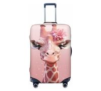 NONHAI Travel Luggage Cover Pink giraffe Spandex Suitcase Protector Washable Baggage Covers Elastic Scratch-Resistant Luggage Cover Protector Fits 18-32 Inch Luggage, Black, Medium