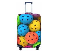 NONHAI Travel Luggage Cover Protector Pickleball Balls Colors Pattern Suitcase Cover Washable Elastic Suitcase Protector Anti-Scratch Suitcase Cover Fits 18-32 Inch Luggage, Black, X-Large