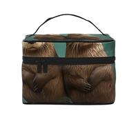 NONHAI Travel Makeup Bag for Women Portable Cosmetic Bags Large Capacity Toiletry Bag Lilies and Butterfly Make up Organizer with Handle Travel Essentials Cosmetic Bag Case Organizer, Otters In Love,