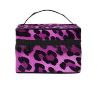 NONHAI Travel Makeup Bag for Women Portable Cosmetic Bags Large Capacity Toiletry Bag Pyramid Camel Make up Organizer with Handle Travel Essentials Cosmetic Bag Case Organizer, Purple Leopard, One