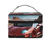NONHAI Travel Makeup Bag for Women Portable Cosmetic Bags Large Capacity Toiletry Bag Retro mountains Make up Organizer with Handle Travel Essentials Cosmetic Bag Case Organizer, Red Race Car, One