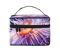 NONHAI Travel Makeup Bag for Women Portable Cosmetic Bags Large Capacity Toiletry Bag Sea shells and starfish Make up Organizer with Handle Travel Essentials Cosmetic Bag Case Organizer, Sea Anemone,