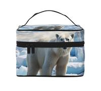 NONHAI Travel Makeup Bag for Women Portable Cosmetic Bags Large Capacity Toiletry Bag White water lily Make up Organizer with Handle Travel Essentials Cosmetic Bag Case Organizer, Polar Bear Ice, One