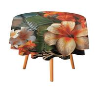 NONHAI Tropical Flowers and Decorations Round Tablecloth for Dining Table Washable Table Cloth Decorative Fabric Water Resistant Table Cover for Holiday Home Wedding Buffet Party Camping 70x70in