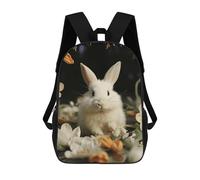 NONHAI White Rabbit And Lilies Travel Backpack for Women Men Carry On Backpack Waterproof 15.6inch Laptop Backpack
