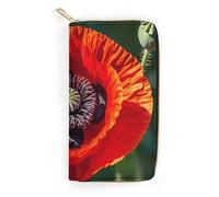 NONHAI Women Wallet Beautiful Red Poppy Flower Leather Wallet for Work Zip Wallet Phone Holder Long Purse Ultra Thin Wallet with Zipper Pocket for Shopping, style, 7.8 x 4.1 x 1 inches, Style, 7.8 x