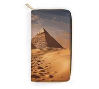 NONHAI Women Wallet Pyramid Africa Desert Leather Wallet for Work Zip Wallet Phone Holder Long Purse Ultra Thin Wallet with Zipper Pocket for Shopping, style, 7.8 x 4.1 x 1 inches, Style, 7.8 x 4.1 x