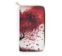 NONHAI Women Wallet Red Love Heart Tree Leather Wallet for Work Zip Wallet Phone Holder Long Purse Ultra Thin Wallet with Zipper Pocket for Shopping, style, 7.8 x 4.1 x 1 inches, Style, 7.8 x 4.1 x 1