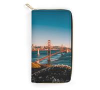 NONHAI Women Wallet San Francisco Leather Wallet for Work Zip Wallet Phone Holder Long Purse Ultra Thin Wallet with Zipper Pocket for Shopping, style, 7.8 x 4.1 x 1 inches, Style, 7.8 x 4.1 x 1 inches