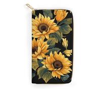 NONHAI Women Wallet Sunflower for Brightening My Life Leather Wallet for Work Zip Wallet Phone Holder Long Purse Ultra Thin Wallet with Zipper Pocket for Shopping, style, 7.8 x 4.1 x 1 inches, Style,