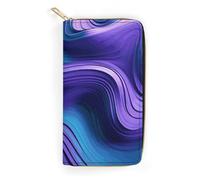 NONHAI Women Wallet Wavy Purple Leather Wallet for Work Zip Wallet Phone Holder Long Purse Ultra Thin Wallet with Zipper Pocket for Shopping, style, 7.8 x 4.1 x 1 inches, Style, 7.8 x 4.1 x 1 inches