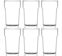 Nonic Pint Glass CE Marked Reusable Polycarbonate Plastic Stackable Tumbler 20oz Pack of 6