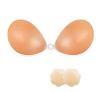 NONIO Adhesive Bra Strapless Sticky Invisible Push up Reusable Silicone The Best Off Backless Viscous for Women, Natural Nude, D