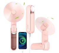 NONLOCK 4 IN 1 Portable Mini Handheld Fan,Personal Foldable Cooling Travel Fan, Pocket Hand Fan for Face Lash,Desk Fan,Flashlight,Summer Concerts Camping, Birthday Gifts for Women Mom (Pink)