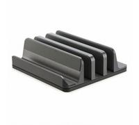 NonMiFyR Aluminum Alloy Vertical Device Stand Space-Saving 3-Slot Laptop Stand Adjustable Laptop Phone Holder for Workstation, Black