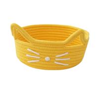 NonMiFyR Cartoon Cat Shaped Cotton Rope Basket, Cat-Shaped Storage Basket, Ornament, Cute Toy Organizer, Yellow