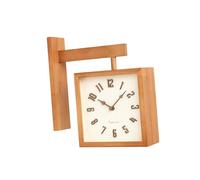 NonMiFyR Corner Wall Clock, Minimalist, Elegant, Double-Sided, Decorative: Ideal for Office, Hotel, Living Room Or As A Birthday Gift, light brown