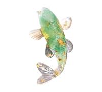 NonMiFyR Figurine, Lucky Charm, Cute Collectible, Unique Sculpture, Small Fish Statue for Shelf And Office Decorations, Green