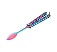 NonMiFyR Foldable Butterfly Spoon, 23 Cm, Portable, for Outdoor Use, for Practicing The Butterfly Cooking, Ideal for Hiking, colorful handle