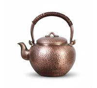 NonMiFyR Handcrafted Cooking Hammered Copper Teapot Handmade Thickened Traditional Kettle Authentic Kitchenware Suitable for Serving Small Group Tea Ritual Table Display