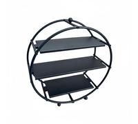 NonMiFyR Round Dessert Stand Three Tier Cake Display Rack Metal Construction Modern Balanced Frame Neat Cupcake Holder Suitable for Gift Giving Home Decoration Celebrations, Black, 40 17 42CM