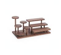 NonMiFyR Wooden Display Shelf Tiered Stand Organizer Rack Riser Solid Wood Construction Multi Level Layout Space Saving Design suitable for desk vanity shelf storage and home decoration, Walnut