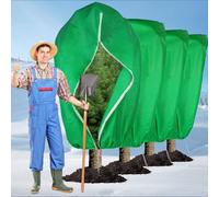 NONMON 4pcs Plant Fleece Frost Protection Cover 80x120CM Garden Fleece Frost Protection Bags Frost Blankets Tree Covers with Zipper Drawstring for Tree Winter Outdoor Cold Weather