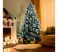 NONMON 6 ft Christmas Tree Snowy Effect with Pine Cone Metal Stand Flocked Tips, 1.8 m Artificial Tree Easy Assembly for Xmas Indoor Home Office Party Outdoor Decoration