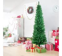 NONMON 6 ft Pencil Christmas Tree Slim Xmas Green Tree with Metal Stand Flocked Tips, 1.8 m Artificial Tree Easy Assembly Saving Place for Xmas Indoor Home Office Party Outdoor Decoration