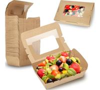 NONMON Kraft Food Takeaway Boxes 50 Pack Cardboard Food Snack Boxes Cardboard Deli Containers, Disposable Takeaway Box, Leak Proof Design for Sandwich Cookie Fruits Birthday Party Camping
