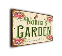 Nonna's Garden Sign | "Grown with Love" Heartwarming Metal Plaque | Durable Aluminium Composite, Weatherproof UV Print | Perfect Gardening Gift for Nonna