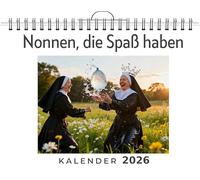 Nonnen, die Spaß haben: Wandkalender 2026, Kalender DIN A4 quer, Monatskalender im Querformat mit Kalendarium, das perfekte Geschenk