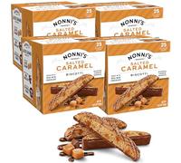 Nonni's Salted Caramel Biscotti Italian Cookies - 4 Tubs Biscotti Individually Wrapped Cookies w/Rich Milk Chocolate & Sea Salt - Salted Caramel Coffee Cookies - Italian Biscotti Cookies - 21 oz